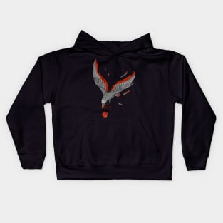 Black Crow Flying with Shiny Red Ruby Kids Hoodie